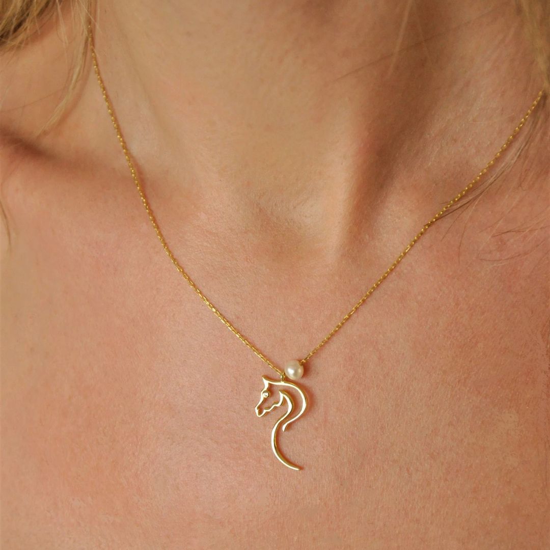 Horse Necklace With Pearl