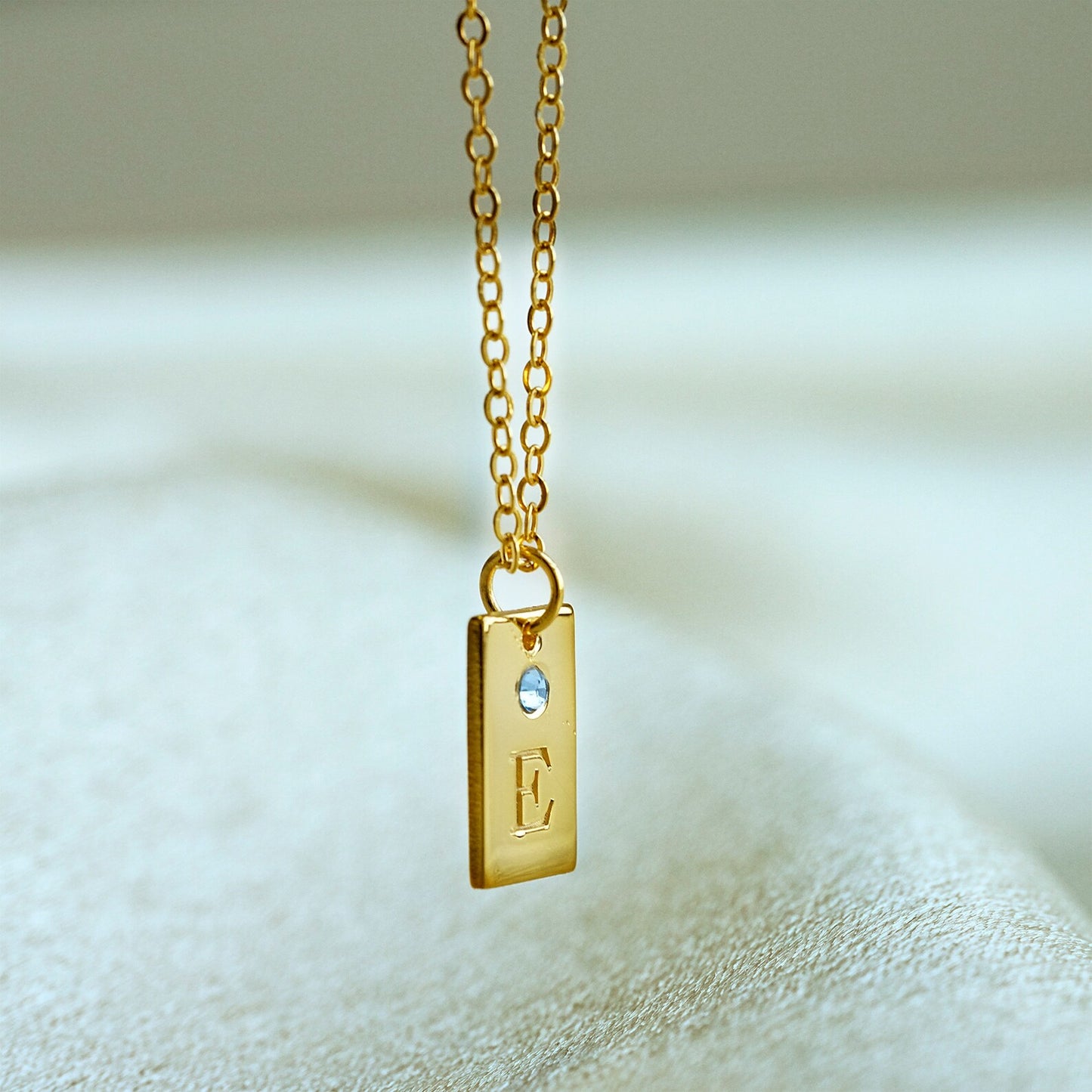 Initial Tag Necklace With Birthstone