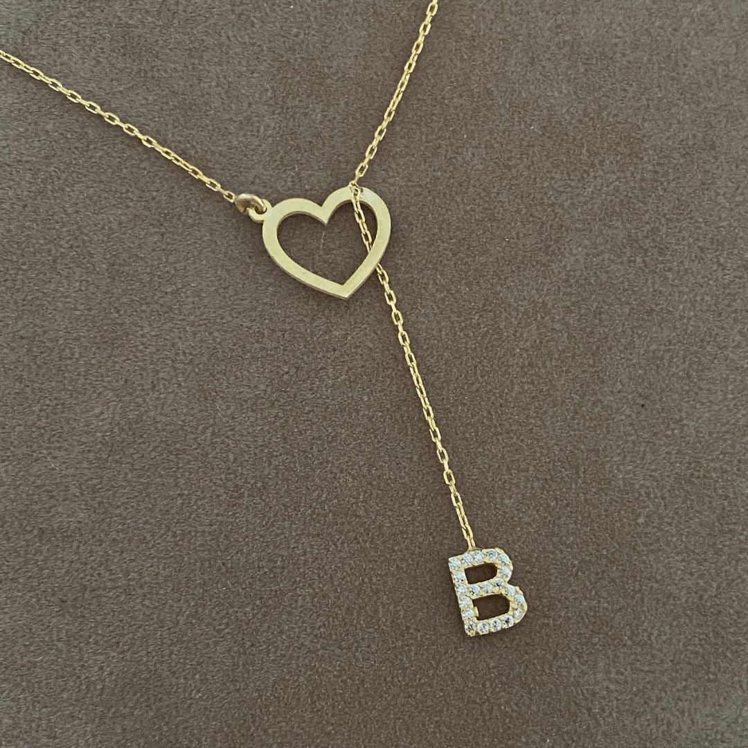 Personalized Diamond Initial Heart Necklace
