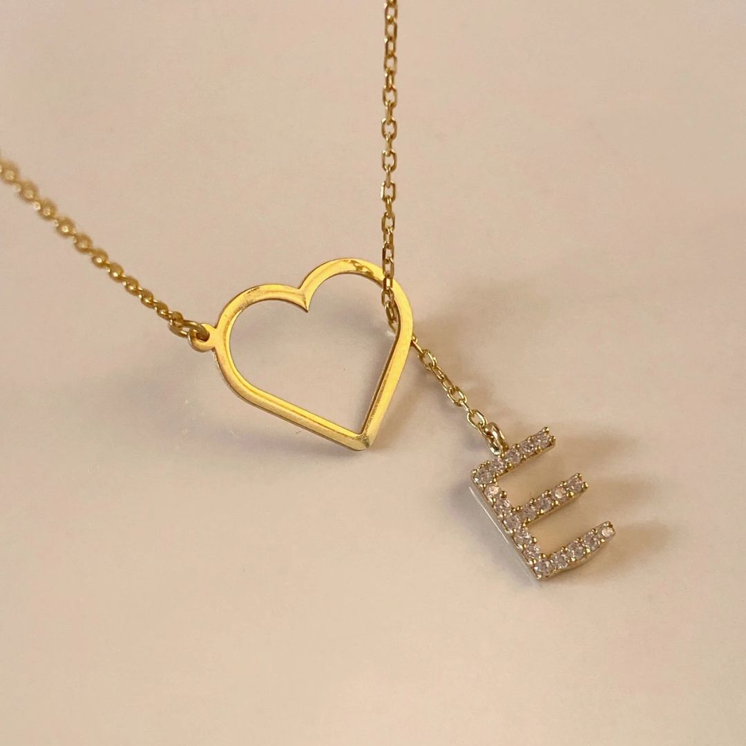 Personalized Diamond Initial Heart Necklace