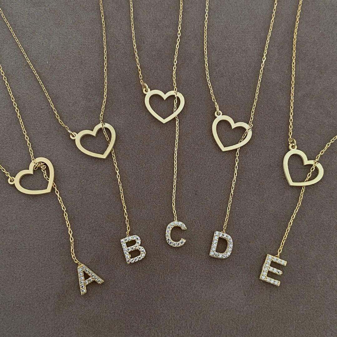 Personalized Diamond Initial Heart Necklace