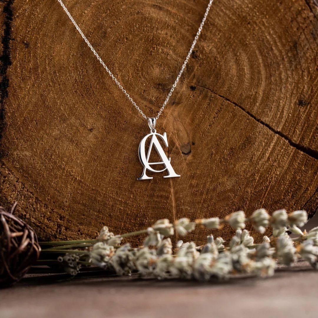 Double initial Necklace, Custom Two Letter Necklace