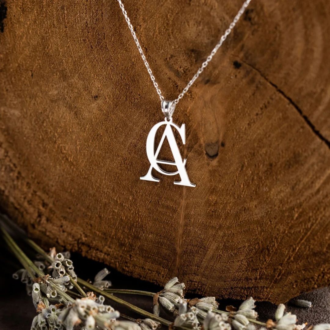 Double initial Necklace, Custom Two Letter Necklace