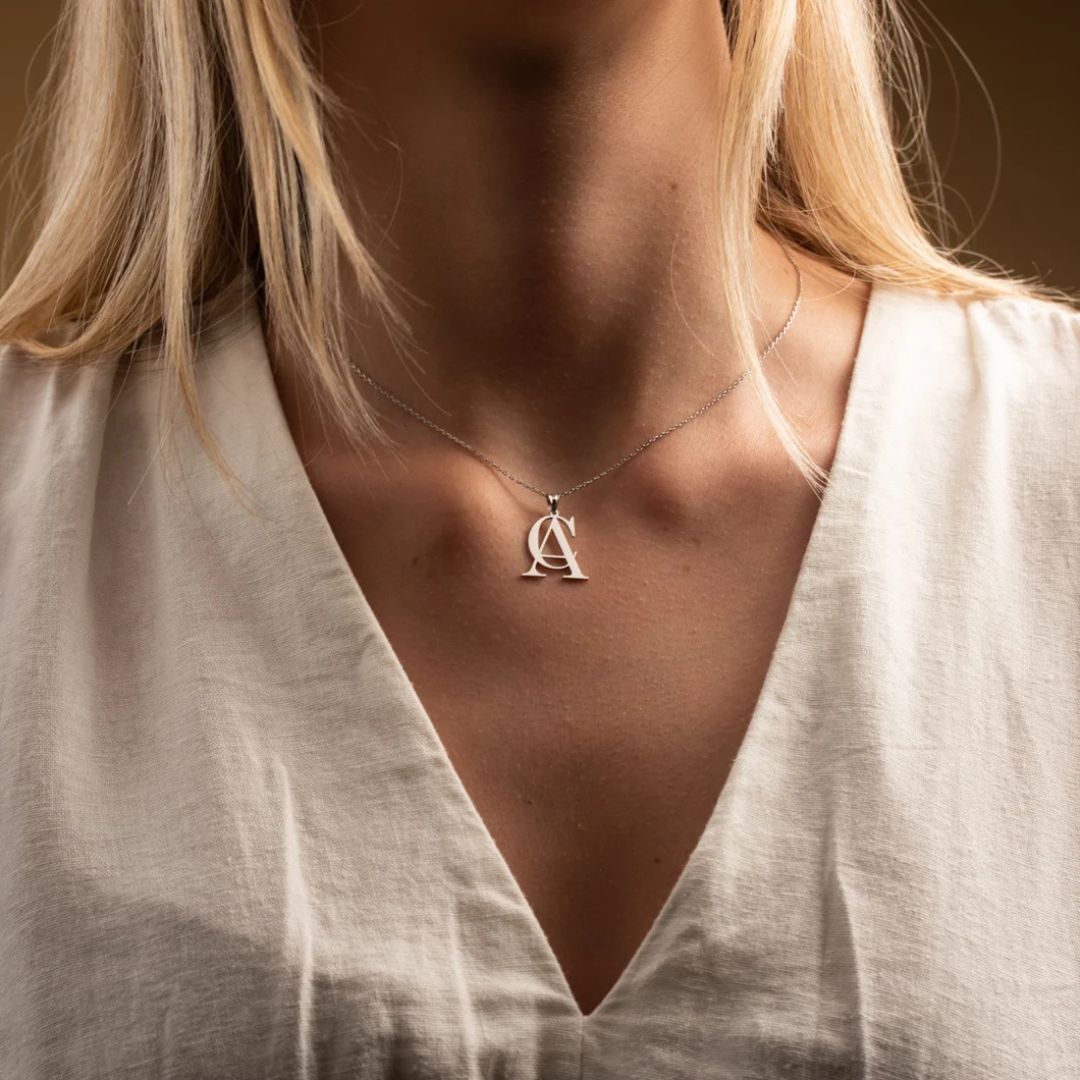 Double initial Necklace, Custom Two Letter Necklace