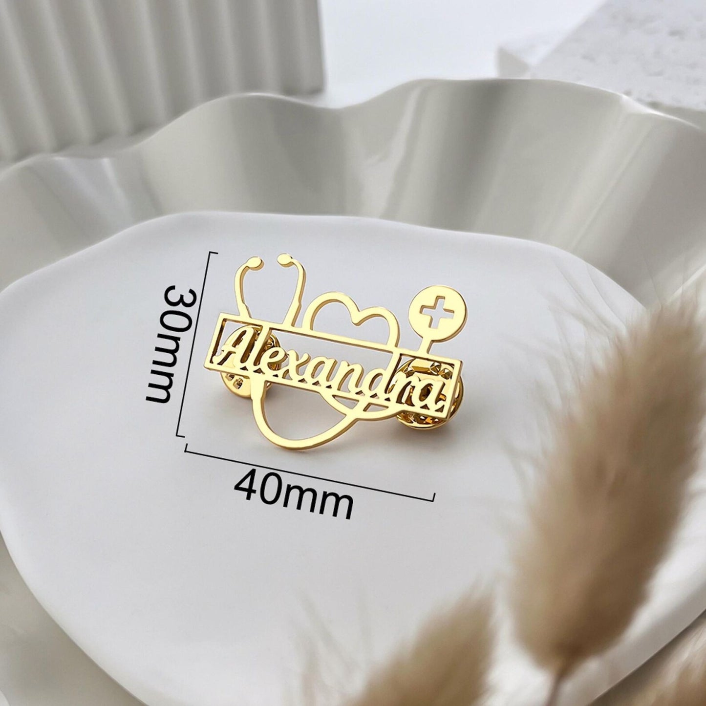 Medical Uniform Pin Custom Name Brooch
