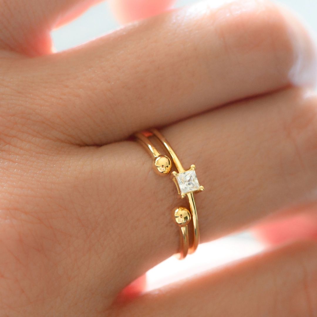 Minimalist Adjustable Ball Cuff Ring