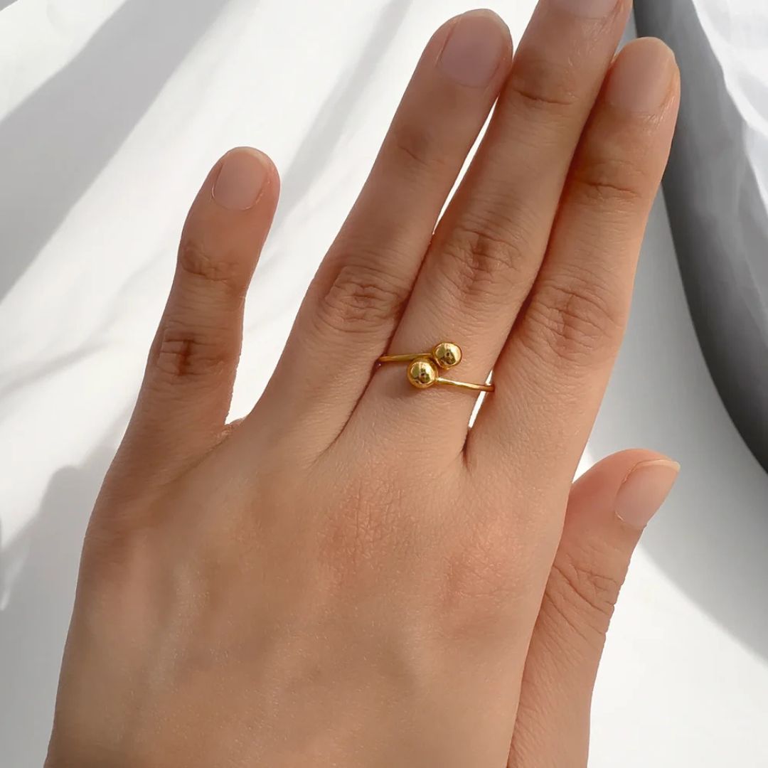 Minimalist Adjustable Ball Cuff Ring