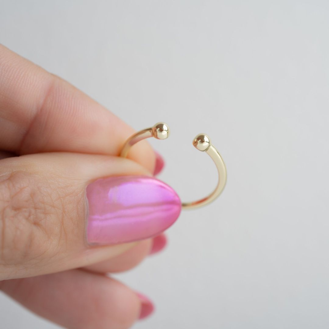 Minimalist Adjustable Ball Cuff Ring
