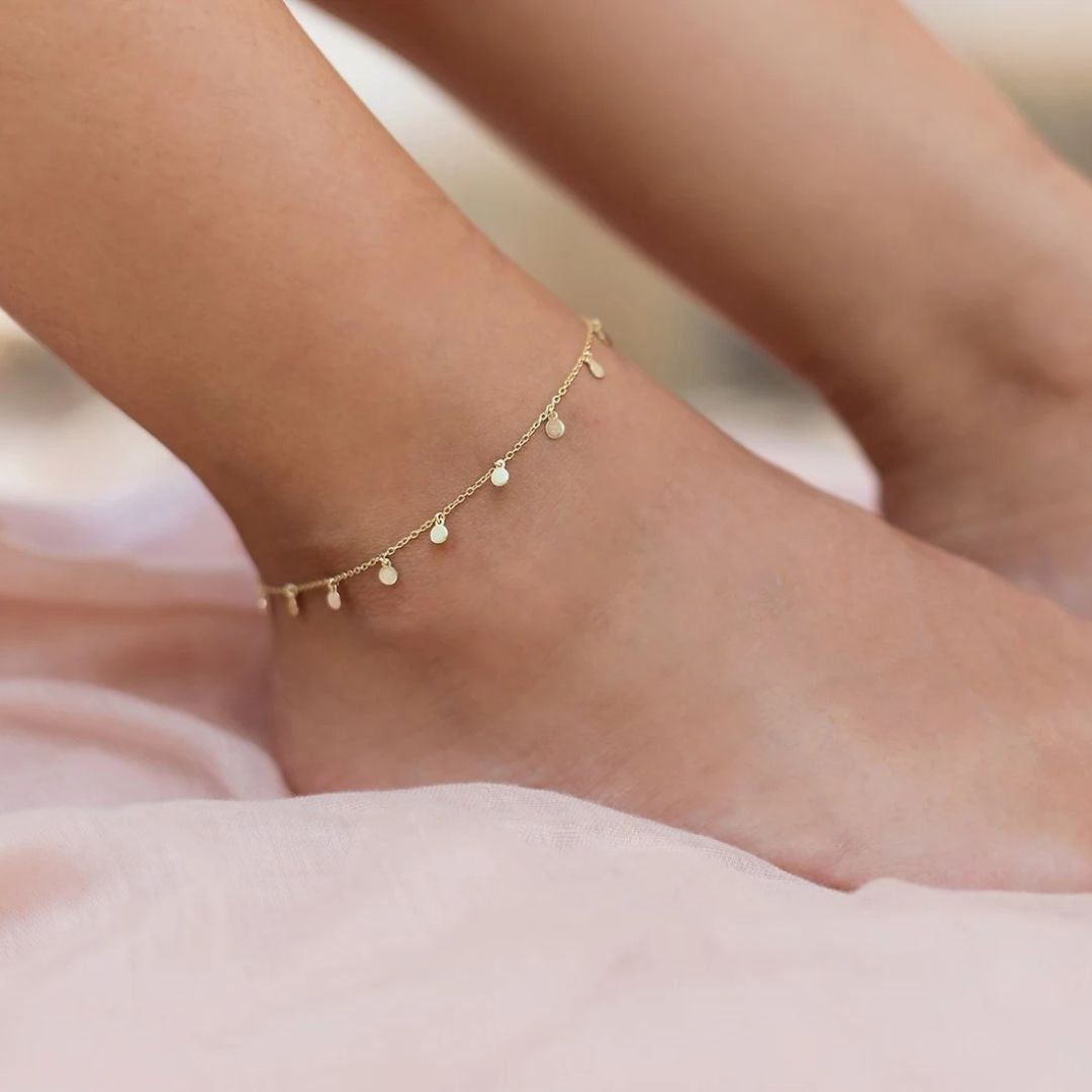 Minimalist Dangling Coins Anklet