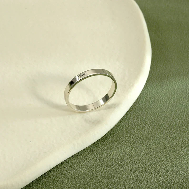 Minimalist Personalized Engraved Name Ring