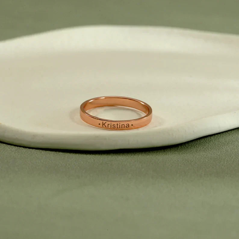Minimalist Personalized Engraved Name Ring