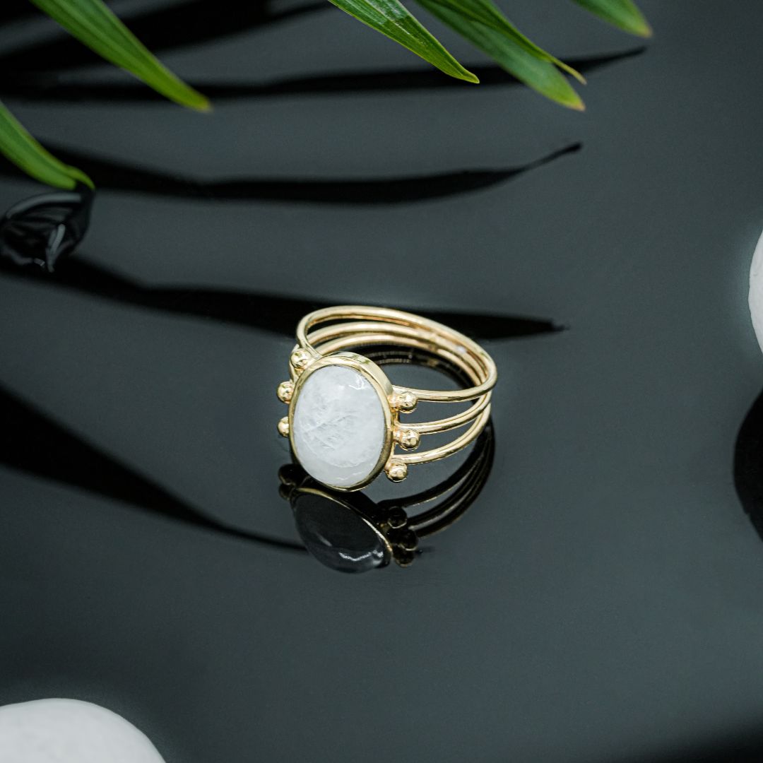 Moonstone Crown Ring