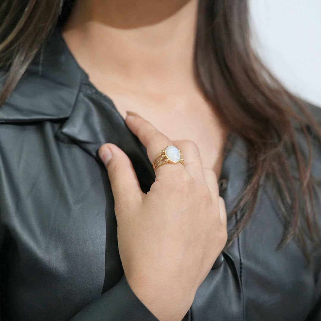 Moonstone Crown Ring