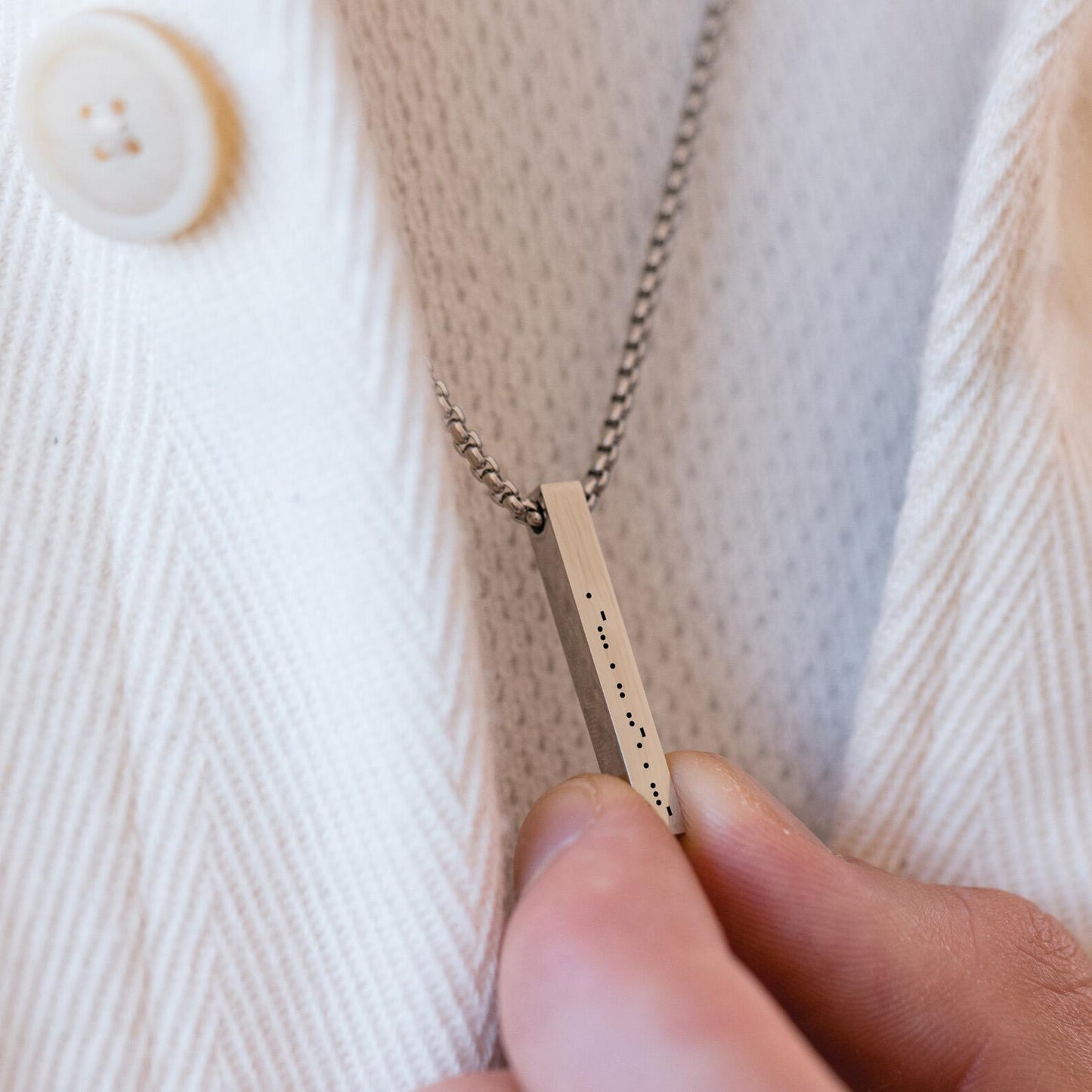 Customized Morse Code Bar Necklace for Men