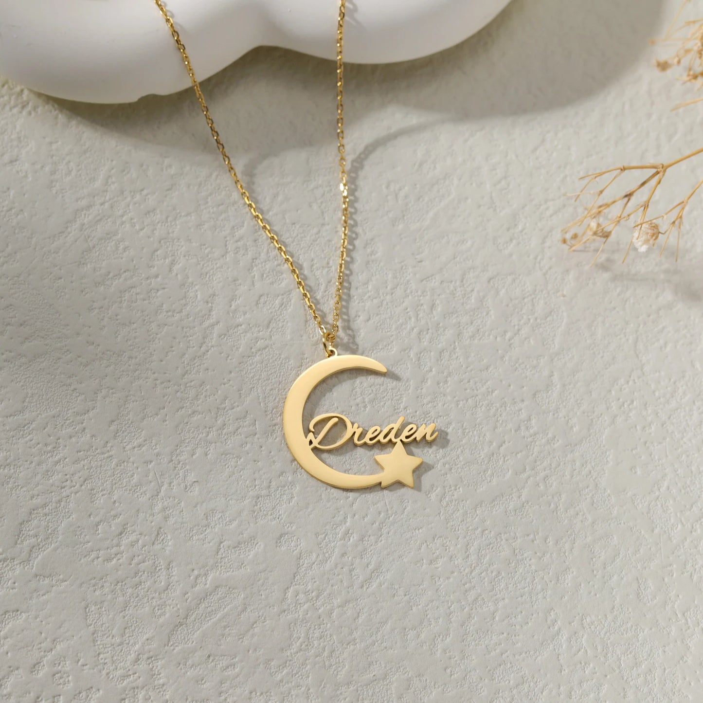 Personalised Moon and Star Necklace