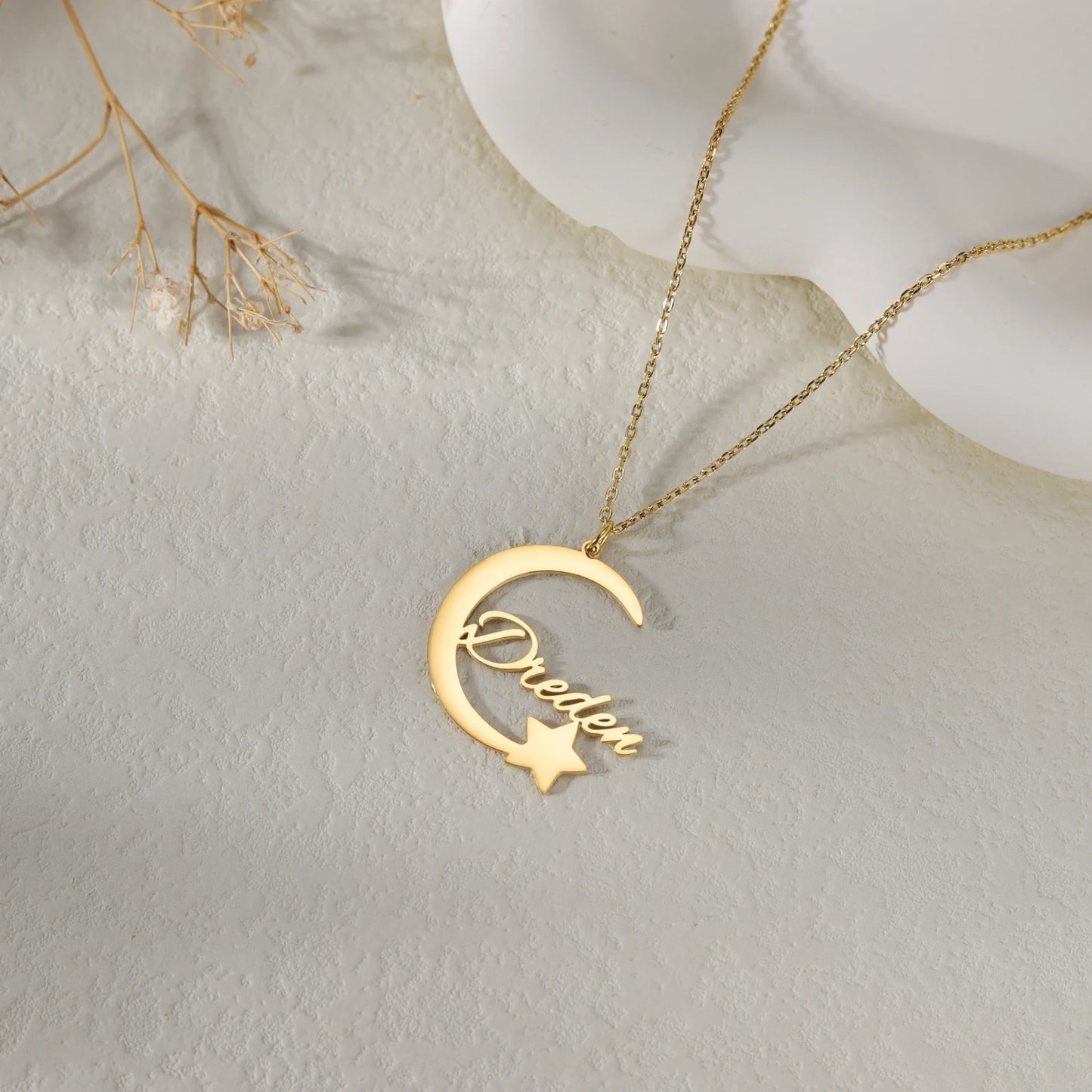 Personalised Moon and Star Necklace
