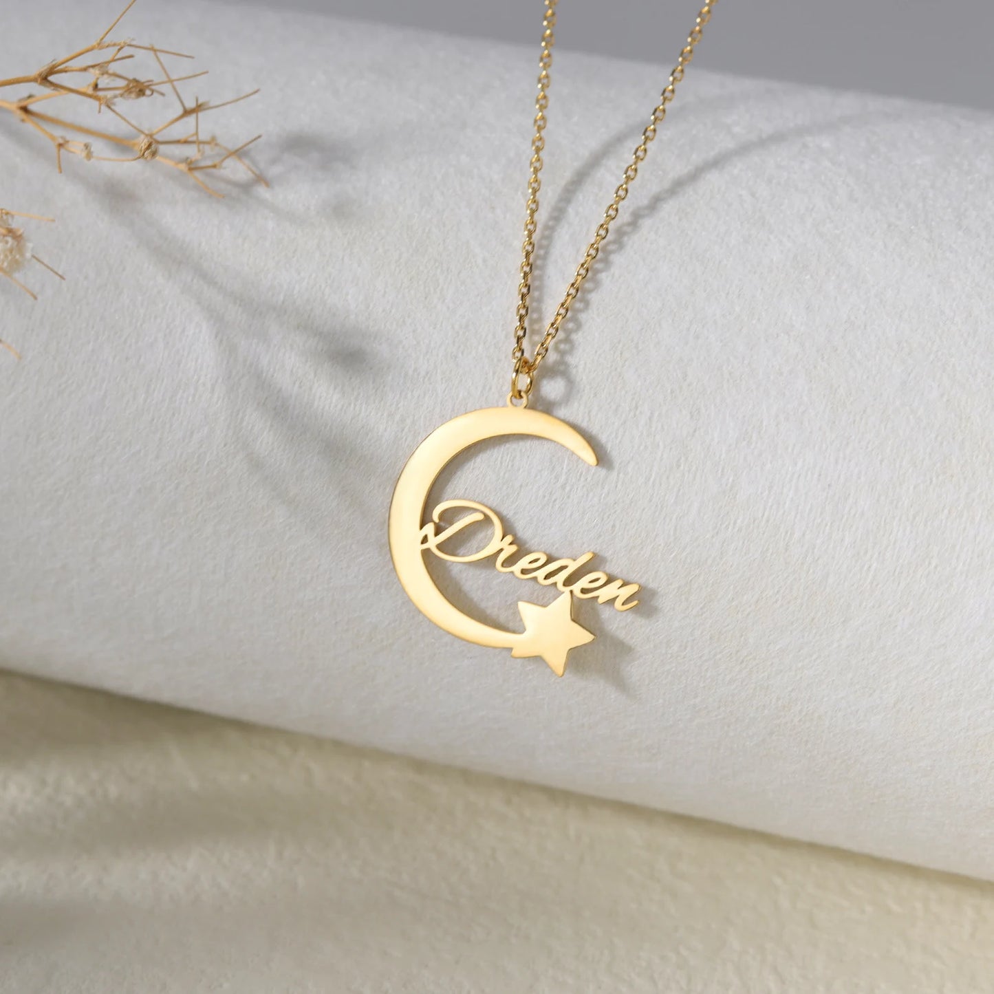 Personalised Moon and Star Necklace