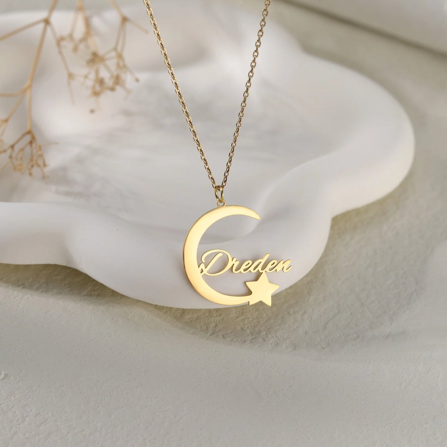 Personalised Moon and Star Necklace