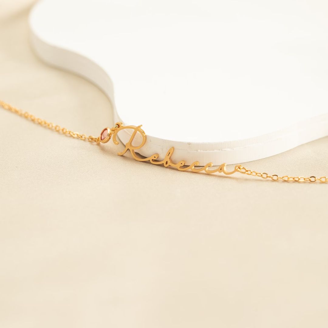 Personalized Birthstone Name Necklace