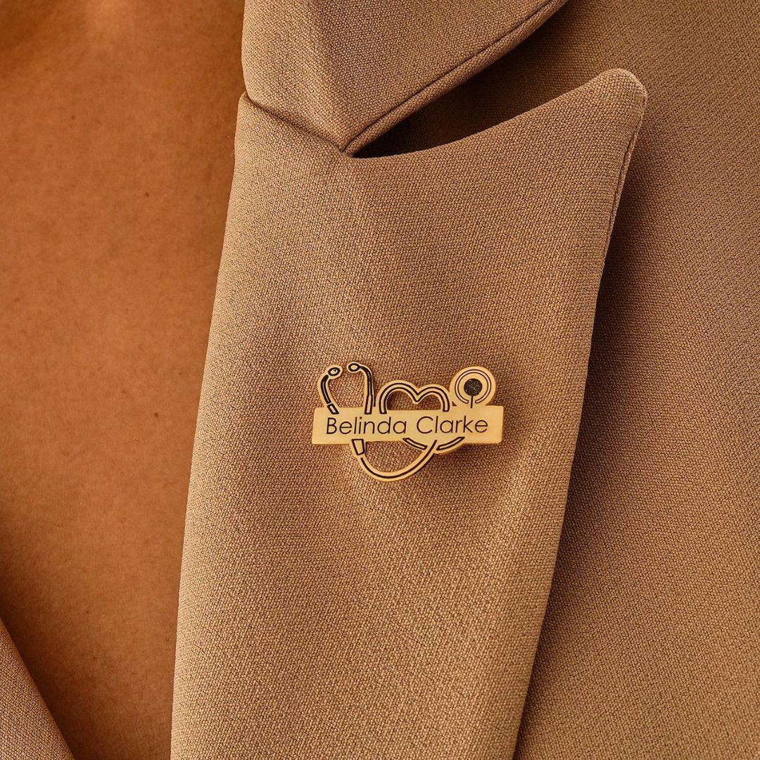 Personalized Heart Stethoscope Brooch - Custom Doctor Brooch Pin