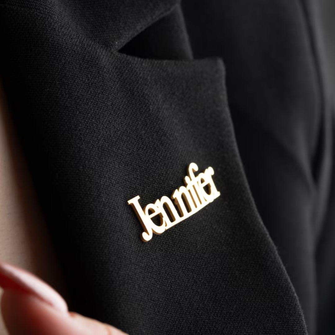 Personalized Name Brooch- Custom Jacket Badge with Name
