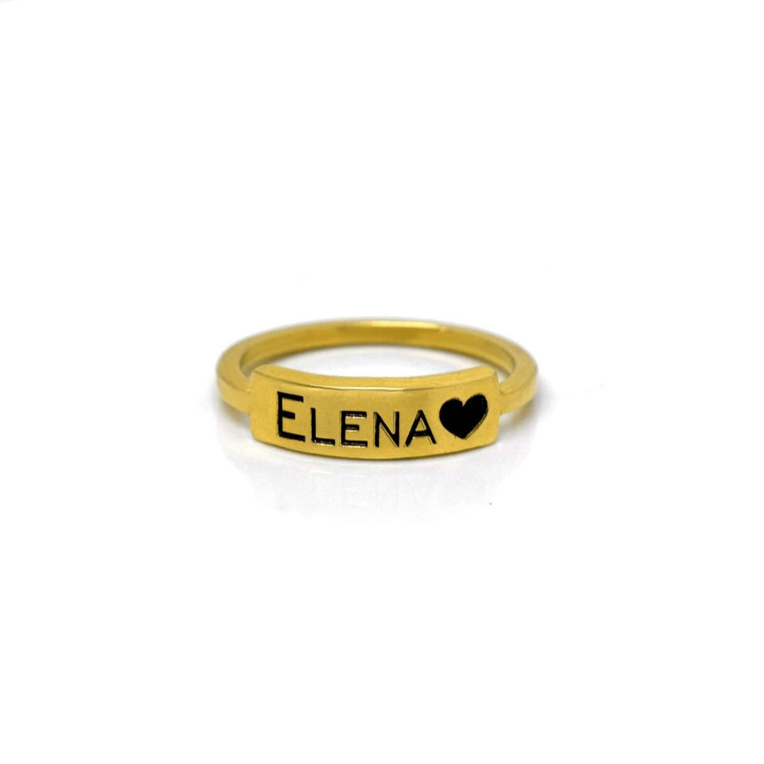 Personalized Name Engraved Ring With Heart