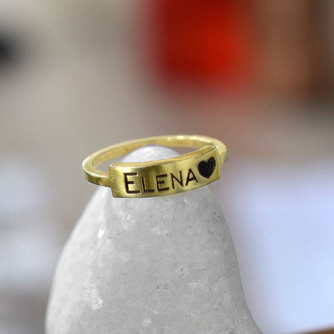 Personalized Name Engraved Ring With Heart