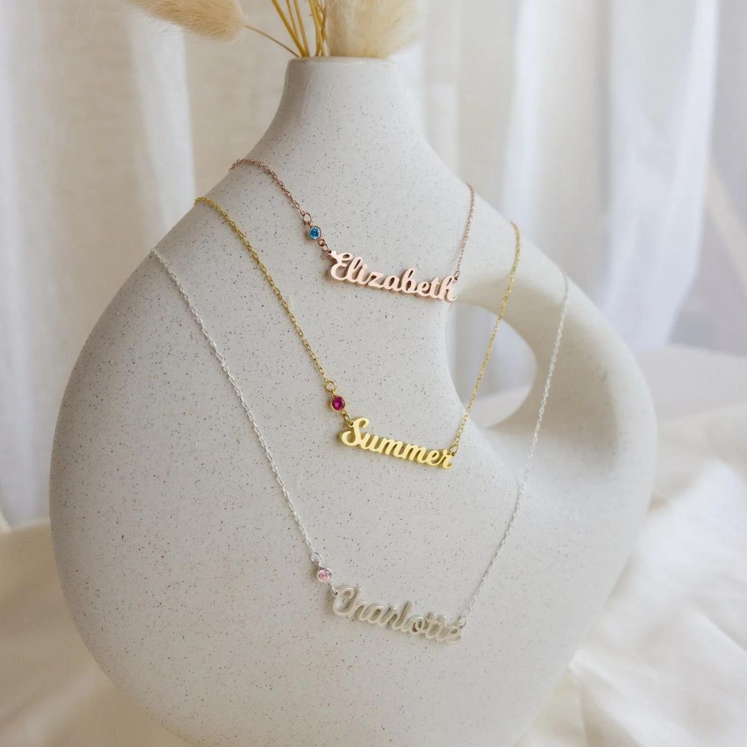 Personalized Name Necklace With Birthstone