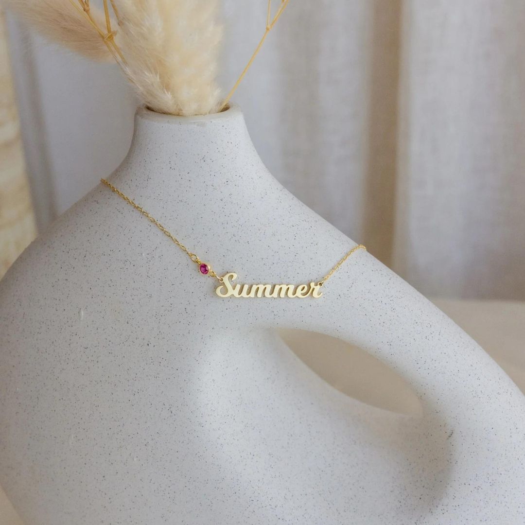 Personalized Name Necklace With Birthstone