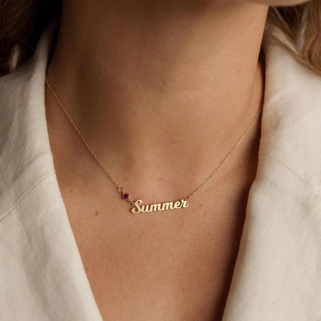Personalized Name Necklace With Birthstone