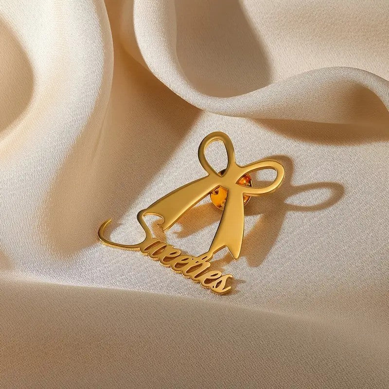 Personalized Ribbon Bow With Name | Brooch with Custom Name