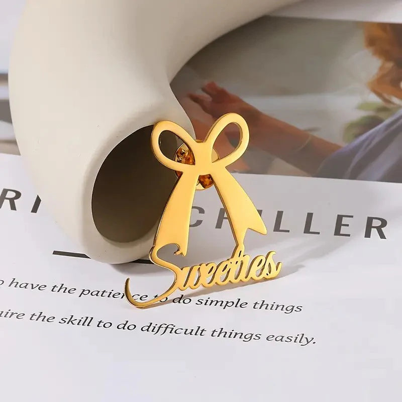 Personalized Ribbon Bow With Name | Brooch with Custom Name