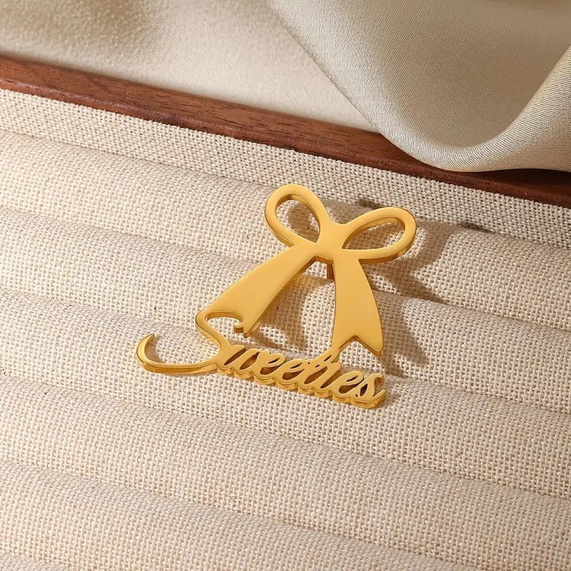 Personalized Ribbon Bow With Name | Brooch with Custom Name