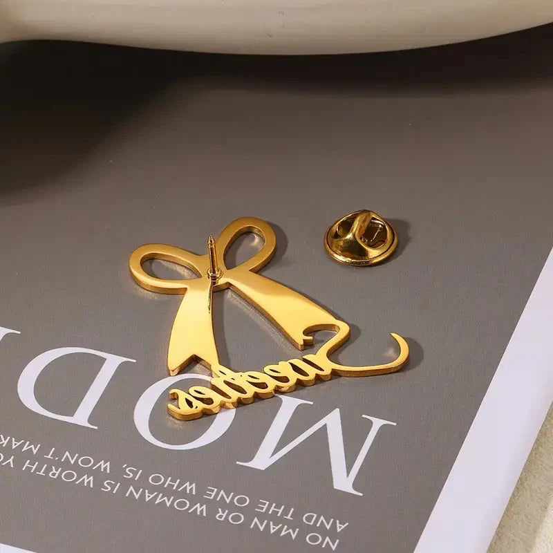 Personalized Ribbon Bow With Name | Brooch with Custom Name
