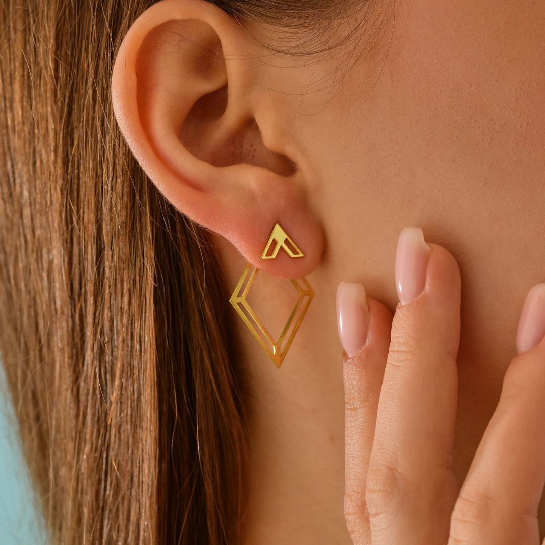 Rhombus Ear Jacket Earring | Minimalist Earring Jacket