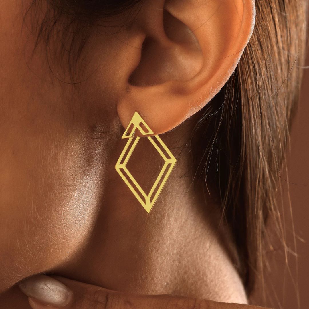 Rhombus Ear Jacket Earring | Minimalist Earring Jacket