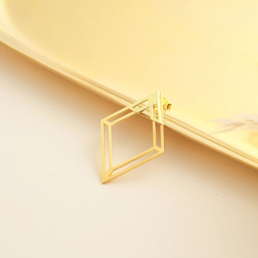 Rhombus Ear Jacket Earring | Minimalist Earring Jacket