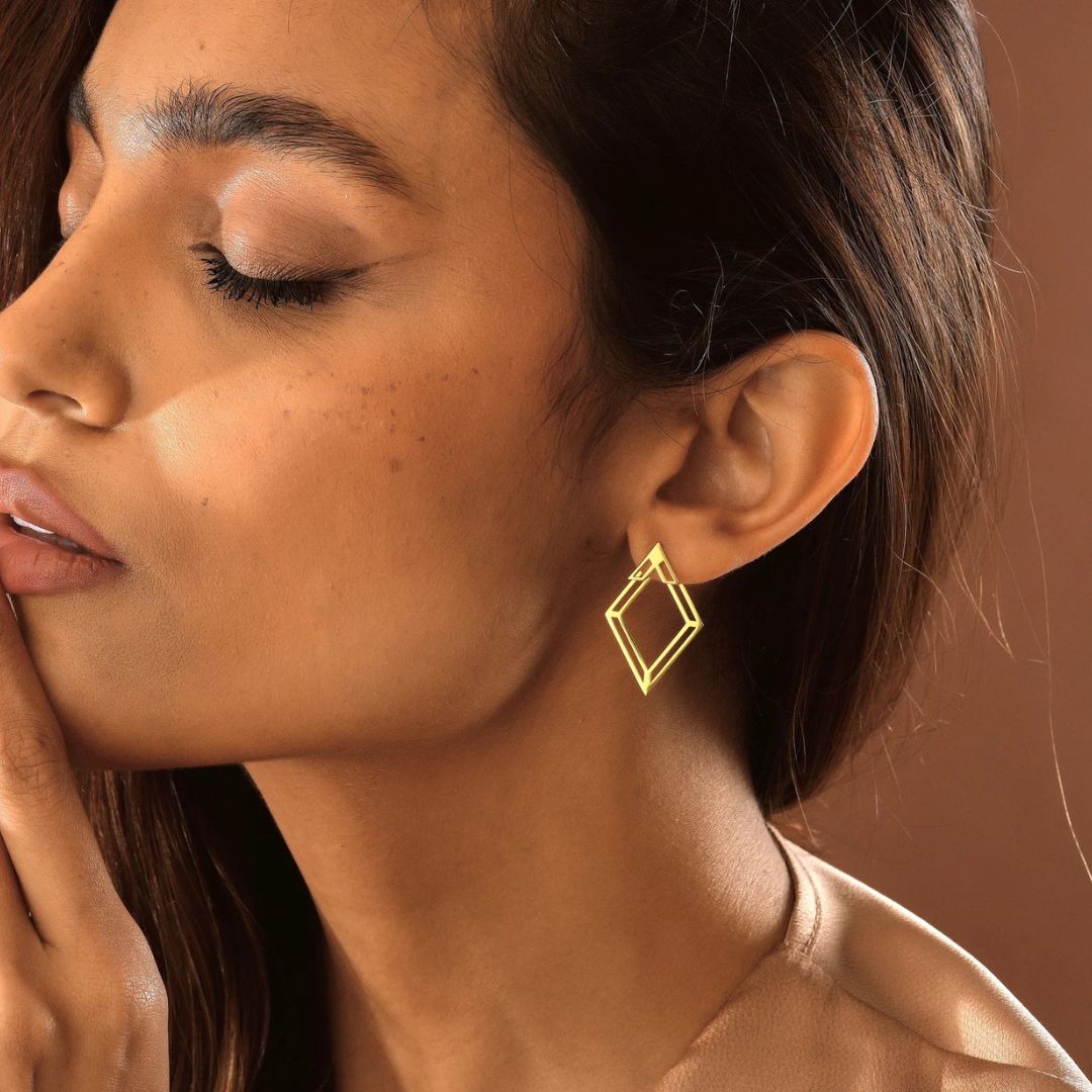 Rhombus Ear Jacket Earring | Minimalist Earring Jacket