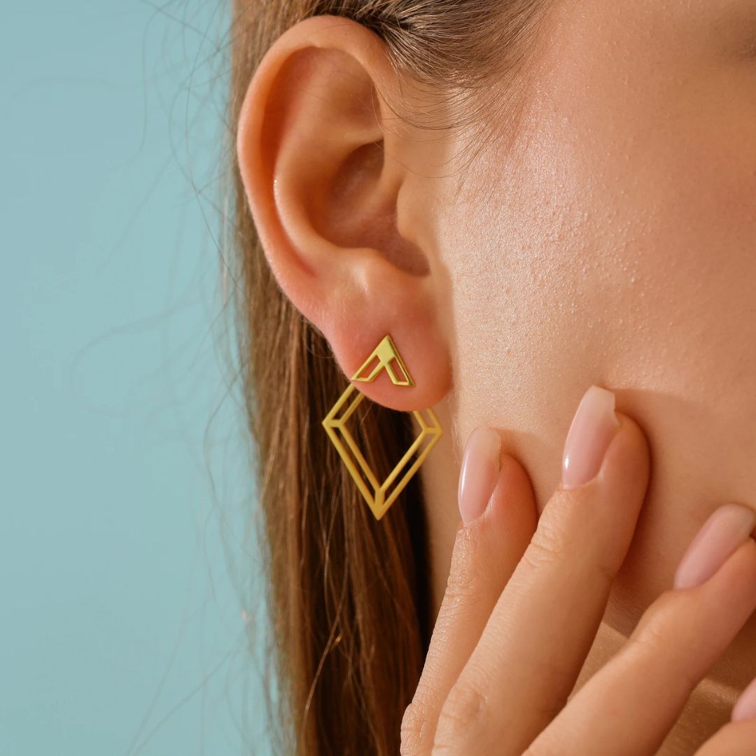 Rhombus Ear Jacket Earring | Minimalist Earring Jacket