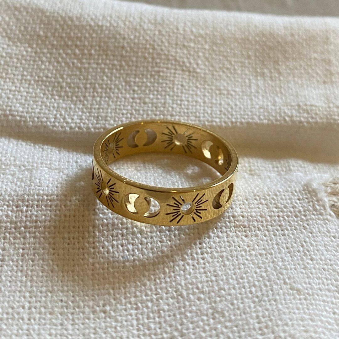 Sun Moon Sterling Silver Ring