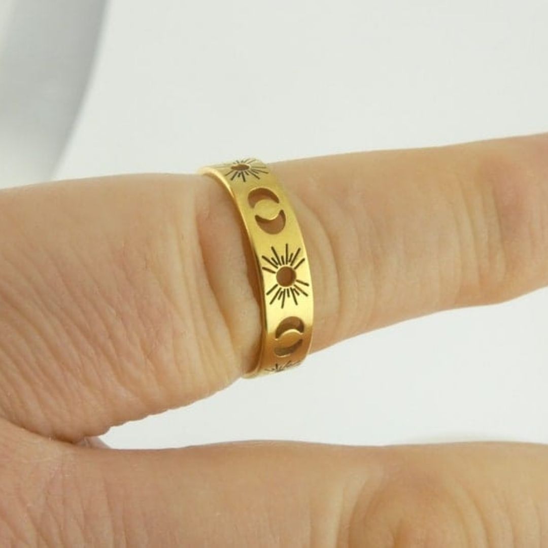 Sun Moon Sterling Silver Ring