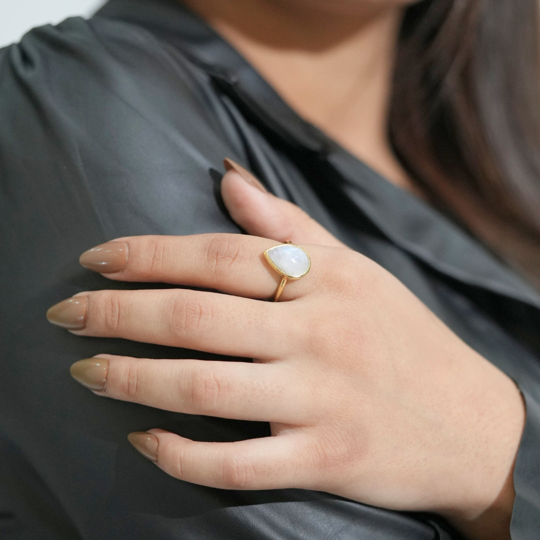 Teardrop Moonstone Ring