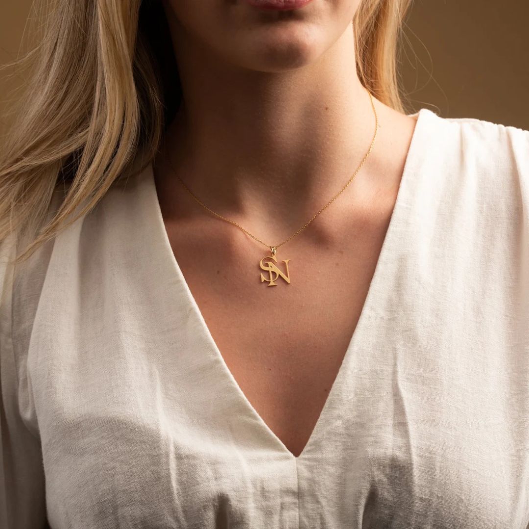 Double initial Necklace, Custom Two Letter Necklace