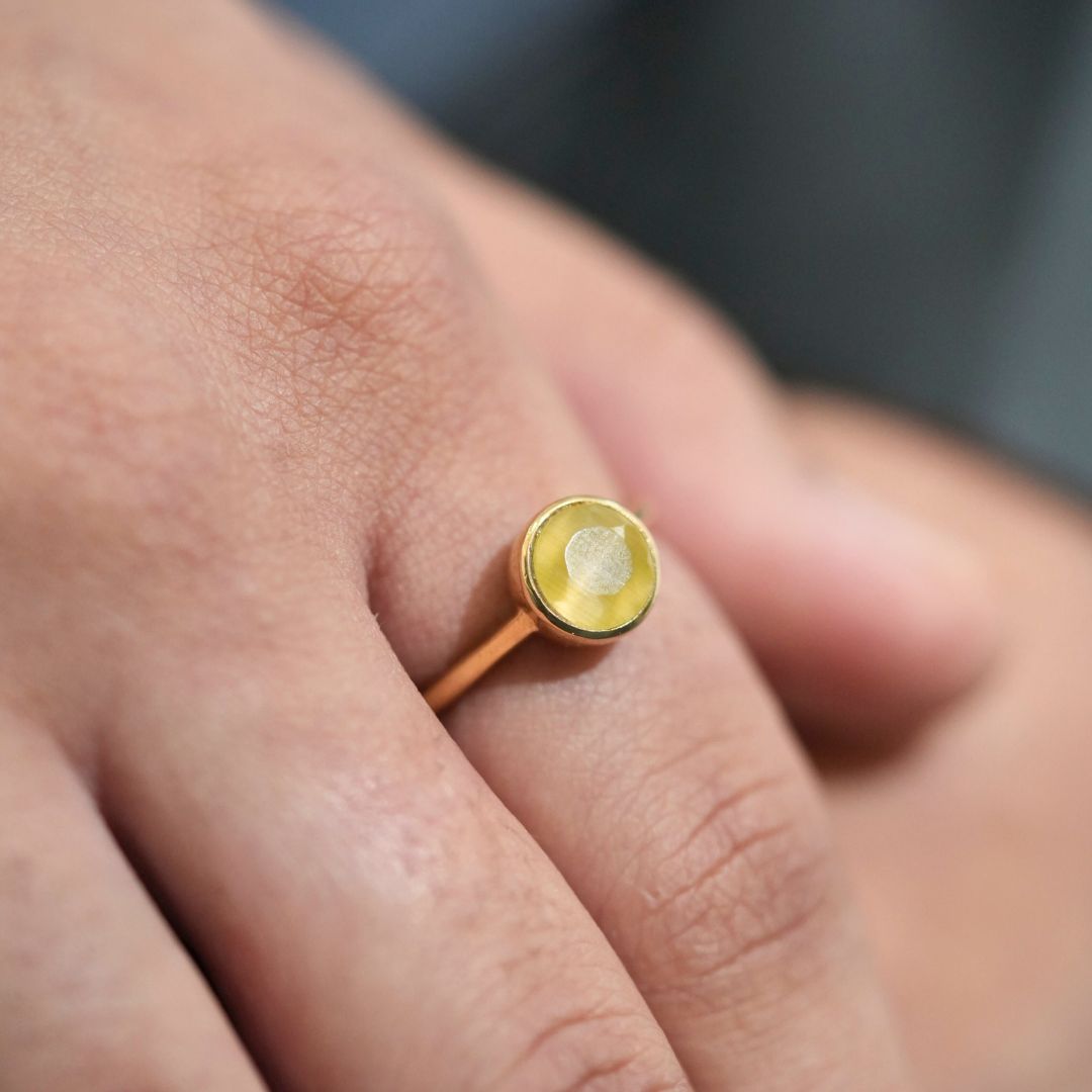 Yellow Quartz Gemstone Ring