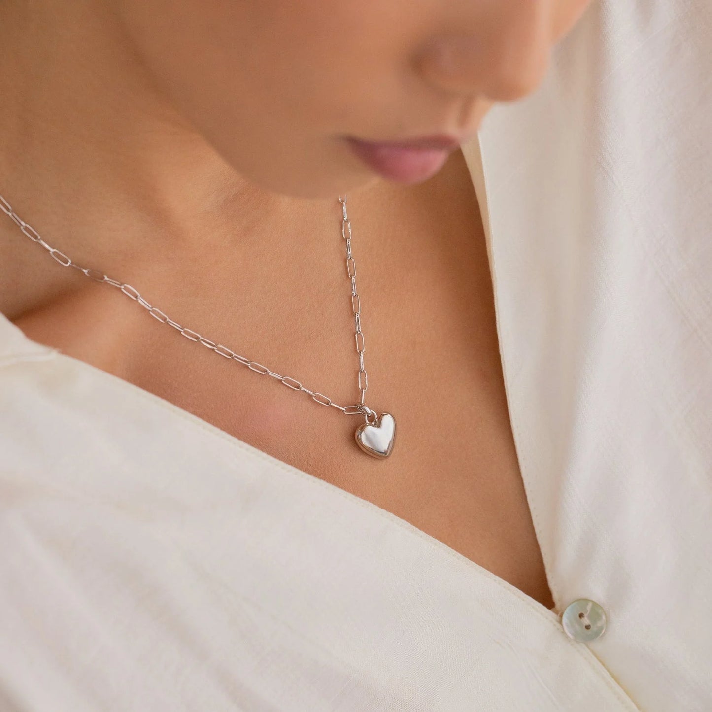 Minimalist Silver Heart Necklace