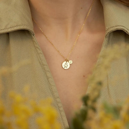 Custom Paw Print with Inital Necklace