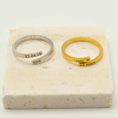 Adjustable Double Name Ring For Couples