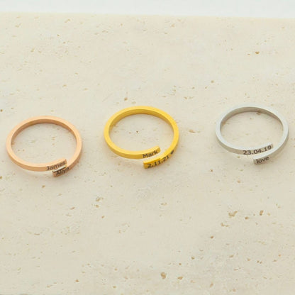Adjustable Double Name Ring For Couples