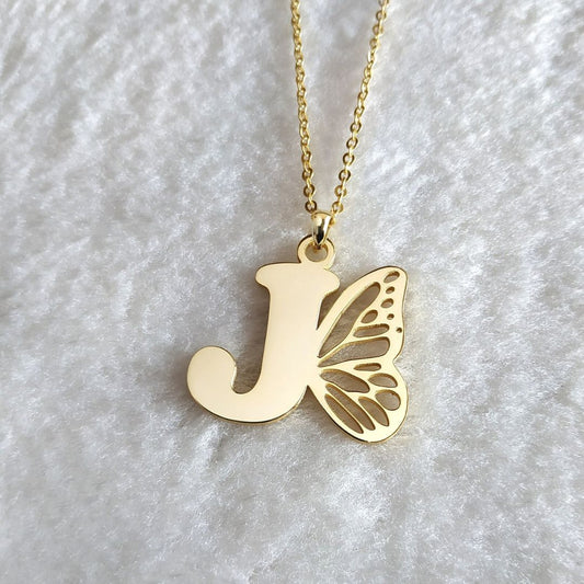 Custom Butterfly Initials Necklace