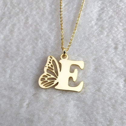 Custom Butterfly Initials Necklace